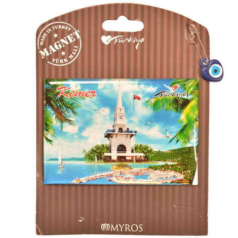 Kemer Themed Epoxy Dome Backing Card Souvenir Fridge Magnet - 17