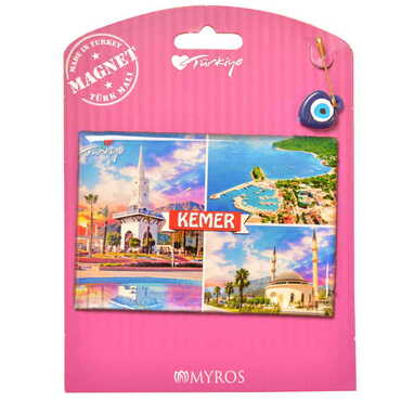 Kemer Themed Epoxy Dome Backing Card Souvenir Fridge Magnet - 20