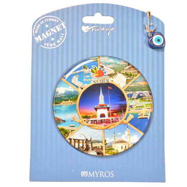 Kemer Themed Epoxy Dome Backing Card Souvenir Fridge Magnet - 22