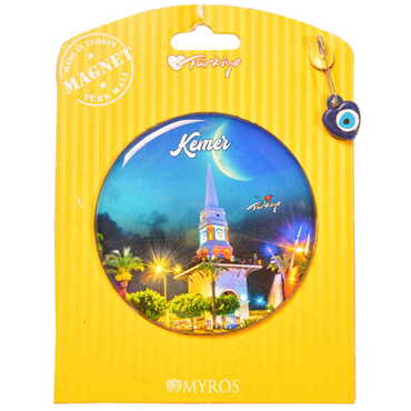 Kemer Themed Epoxy Dome Backing Card Souvenir Fridge Magnet - 24