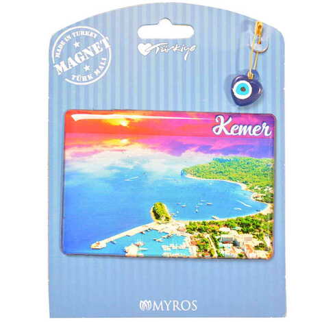 Kemer Themed Epoxy Dome Backing Card Souvenir Fridge Magnet - 25