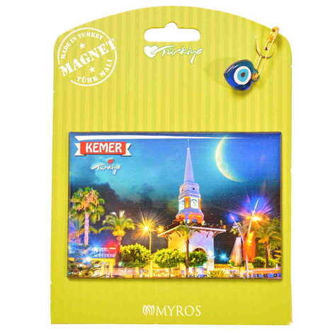 Kemer Themed Epoxy Dome Backing Card Souvenir Fridge Magnet - 27