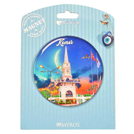 Kemer Themed Epoxy Dome Backing Card Souvenir Fridge Magnet - 31