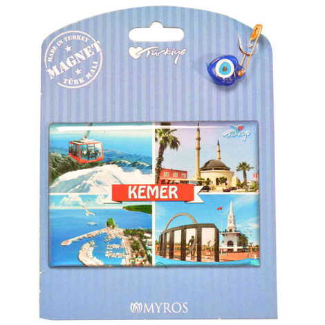 Kemer Themed Epoxy Dome Backing Card Souvenir Fridge Magnet - 32