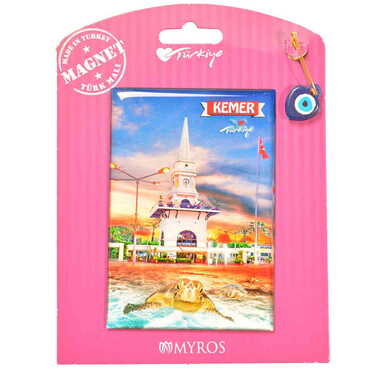 Kemer Themed Epoxy Dome Backing Card Souvenir Fridge Magnet - 35