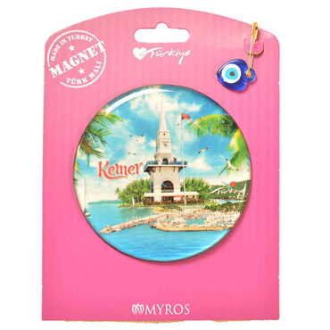 Kemer Themed Epoxy Dome Backing Card Souvenir Fridge Magnet - 39