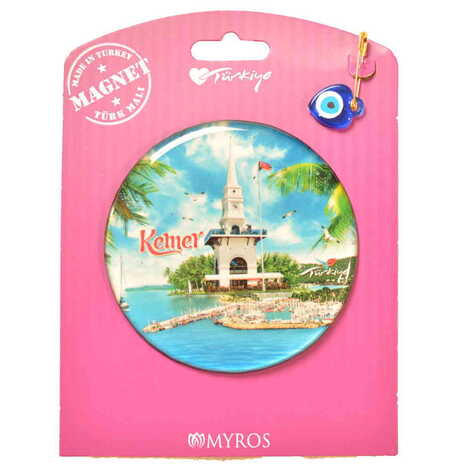 Kemer Themed Epoxy Dome Backing Card Souvenir Fridge Magnet - 39