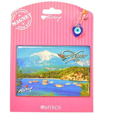 Kemer Themed Epoxy Dome Backing Card Souvenir Fridge Magnet - 41