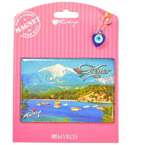 Kemer Themed Epoxy Dome Backing Card Souvenir Fridge Magnet - 41