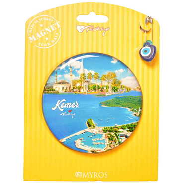 Kemer Themed Epoxy Dome Backing Card Souvenir Fridge Magnet - 42