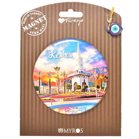 Kemer Themed Epoxy Dome Backing Card Souvenir Fridge Magnet - 43