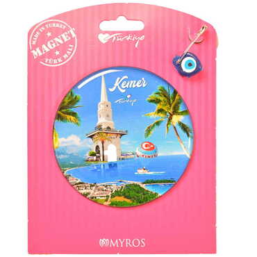 Kemer Themed Epoxy Dome Backing Card Souvenir Fridge Magnet - 44