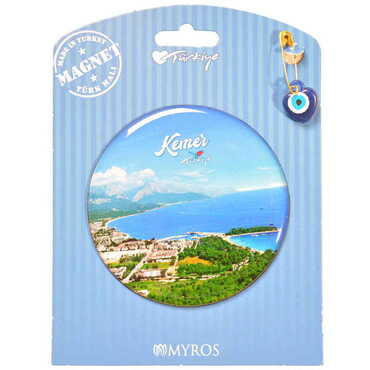 Kemer Themed Epoxy Dome Backing Card Souvenir Fridge Magnet - 45