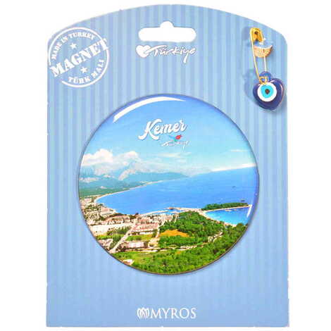 Kemer Themed Epoxy Dome Backing Card Souvenir Fridge Magnet - 45