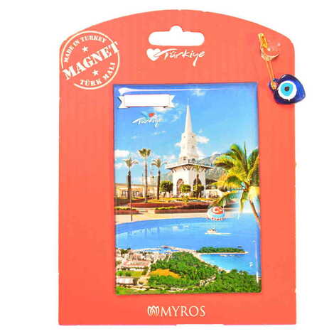 Kemer Themed Epoxy Dome Backing Card Souvenir Fridge Magnet - 47