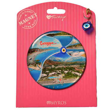 Kemer Themed Epoxy Dome Backing Card Souvenir Fridge Magnet - 49