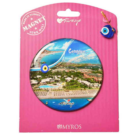 Kemer Themed Epoxy Dome Backing Card Souvenir Fridge Magnet - 50