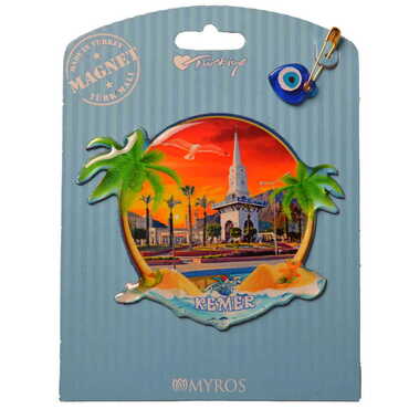 Kemer Themed Epoxy Dome Backing Card Souvenir Fridge Magnet - 67