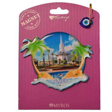 Kemer Themed Epoxy Dome Backing Card Souvenir Fridge Magnet - 68