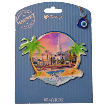 Kemer Themed Epoxy Dome Backing Card Souvenir Fridge Magnet - 69