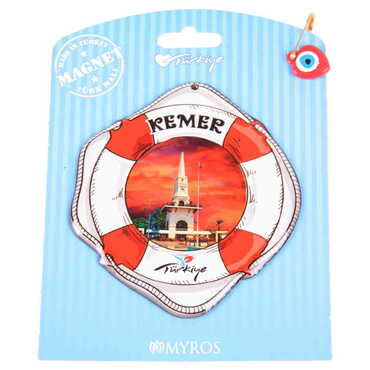 Kemer Themed Epoxy Dome Backing Card Souvenir Fridge Magnet - 81