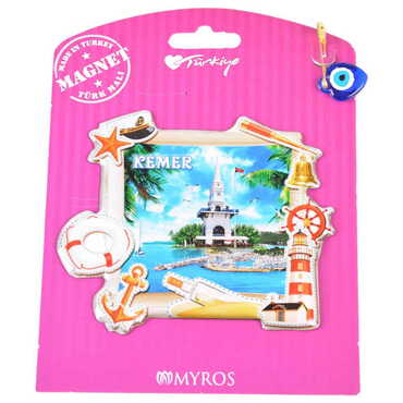 Kemer Themed Epoxy Dome Backing Card Souvenir Fridge Magnet - 82