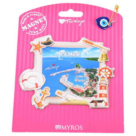 Kemer Themed Epoxy Dome Backing Card Souvenir Fridge Magnet - 83