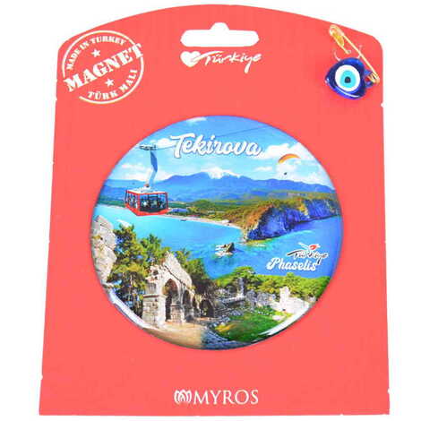 Kemer Themed Epoxy Dome Backing Card Souvenir Fridge Magnet - 86