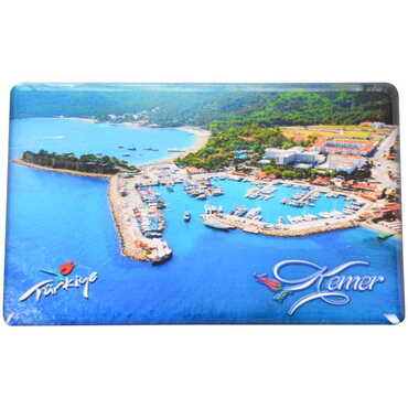 Kemer Themed Epoxy Dome Rectangle Souvenir Fridge Magnet 80x55 cm - 5