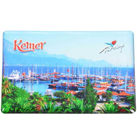 Kemer Themed Epoxy Dome Rectangle Souvenir Fridge Magnet 80x55 cm - 6