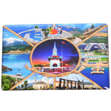 Kemer Themed Epoxy Dome Rectangle Souvenir Fridge Magnet 80x55 cm - 8