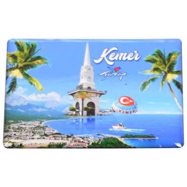 Kemer Themed Epoxy Dome Rectangle Souvenir Fridge Magnet 80x55 cm - 9