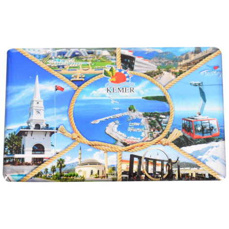 Kemer Themed Epoxy Dome Rectangle Souvenir Fridge Magnet 80x55 cm - 10