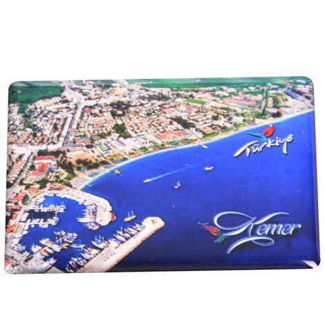 Kemer Themed Epoxy Dome Rectangle Souvenir Fridge Magnet 80x55 cm - 12