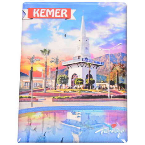 Kemer Themed Epoxy Dome Rectangle Souvenir Fridge Magnet 80x55 cm - 15