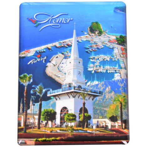 Kemer Themed Epoxy Dome Rectangle Souvenir Fridge Magnet 80x55 cm - 17