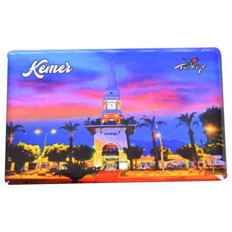 Kemer Themed Epoxy Dome Rectangle Souvenir Fridge Magnet 80x55 cm - 18