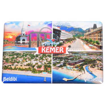 Kemer Themed Epoxy Dome Rectangle Souvenir Fridge Magnet 80x55 cm - 19