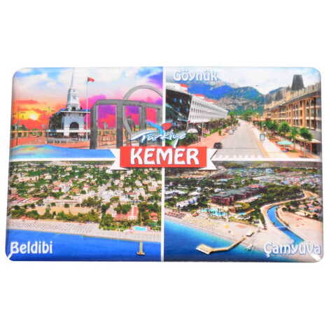 Kemer Themed Epoxy Dome Rectangle Souvenir Fridge Magnet 80x55 cm - 19