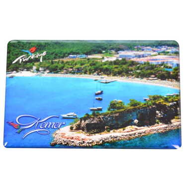 Kemer Themed Epoxy Dome Rectangle Souvenir Fridge Magnet 80x55 cm - 20