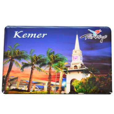 Kemer Themed Epoxy Dome Rectangle Souvenir Fridge Magnet 80x55 cm - 21