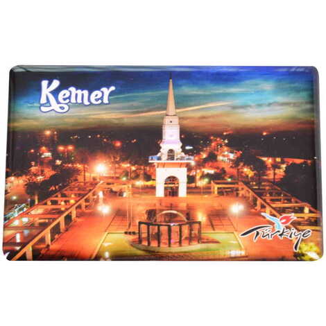 Kemer Themed Epoxy Dome Rectangle Souvenir Fridge Magnet 80x55 cm - 22