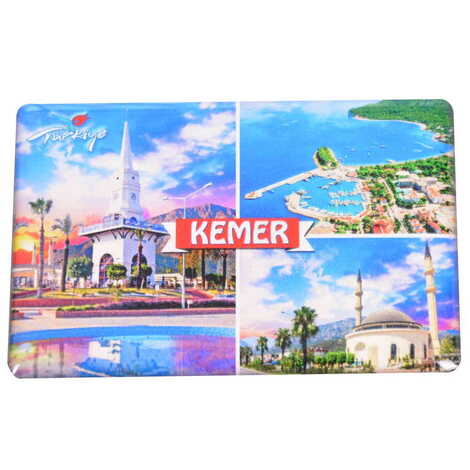 Kemer Themed Epoxy Dome Rectangle Souvenir Fridge Magnet 80x55 cm - 23