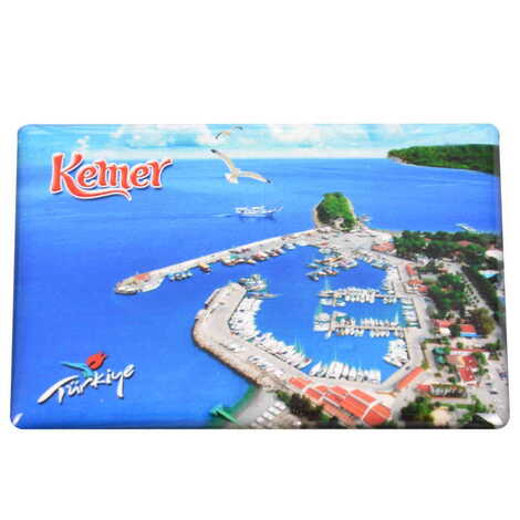 Kemer Themed Epoxy Dome Rectangle Souvenir Fridge Magnet 80x55 cm - 24