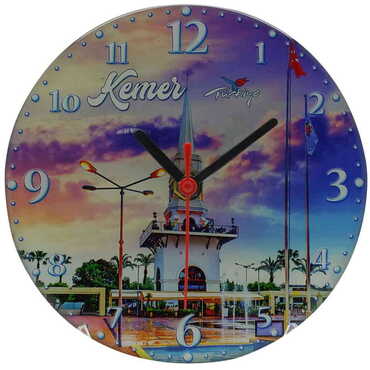 Kemer Themed Epoxy Wall Clock Home Decoration 17 Cm - 10