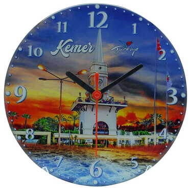 Kemer Themed Epoxy Wall Clock Home Decoration 17 Cm - 11