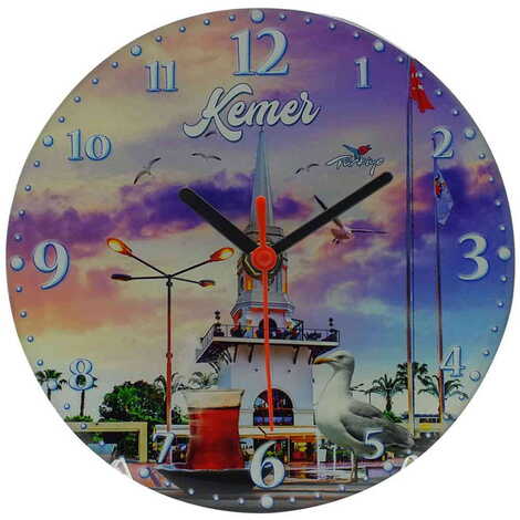 Kemer Themed Epoxy Wall Clock Home Decoration 17 Cm - 12