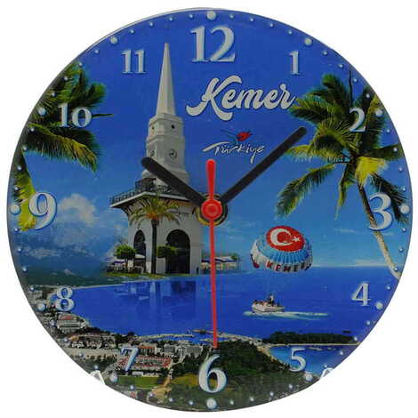 Kemer Themed Epoxy Wall Clock Home Decoration 17 Cm - 16