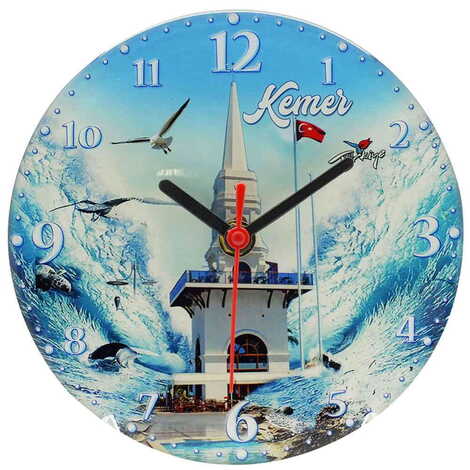 Kemer Themed Epoxy Wall Clock Home Decoration 17 Cm - 18