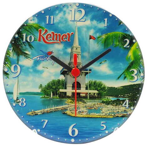 Kemer Themed Epoxy Wall Clock Home Decoration 17 Cm - 19